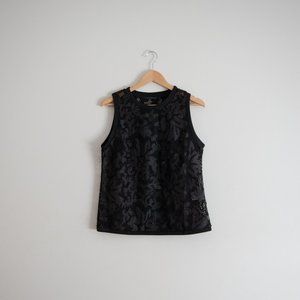 COASTER COPENHAGEN | BLACK FLORAL LACE JERSEY TANK